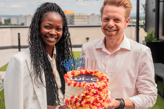 patience tucker ceo at wi-Q and stuart barnett co-founder celebrating wi-Q turning 10